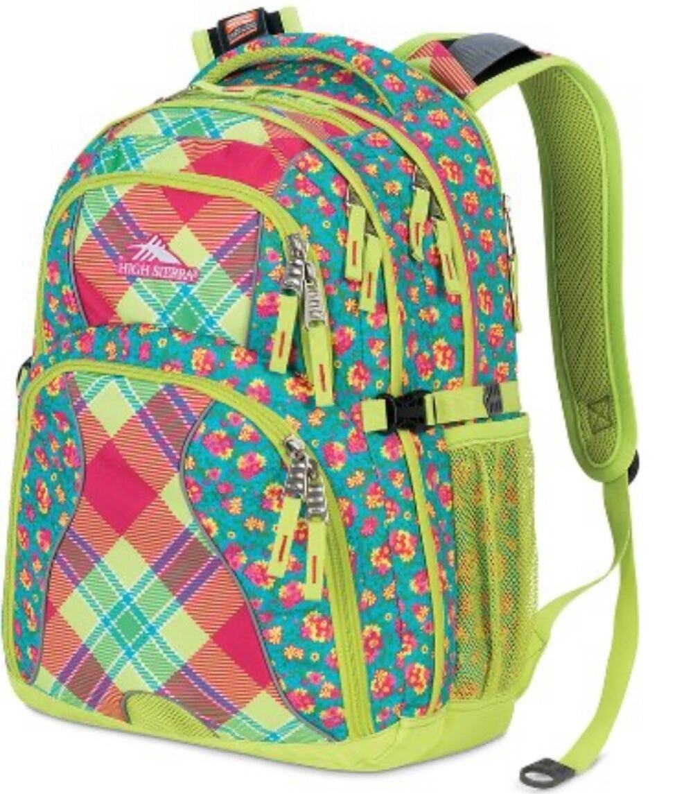 High Sierra Swerve Backpack (19 x 13 x 7.75-Inch Orange/ Pink Plaid and Flowers)